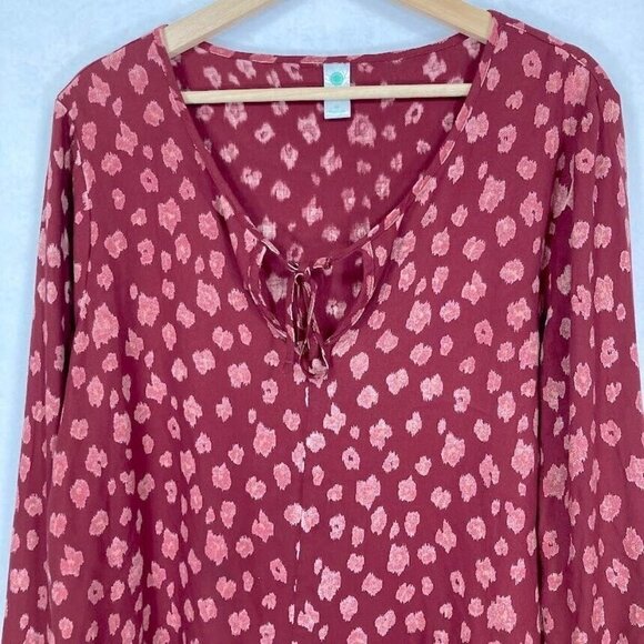 Aventura Long Sleeve Blouse Abstract Artsy Peasant Fair Trade Sustainable Boho M - Picture 5 of 11